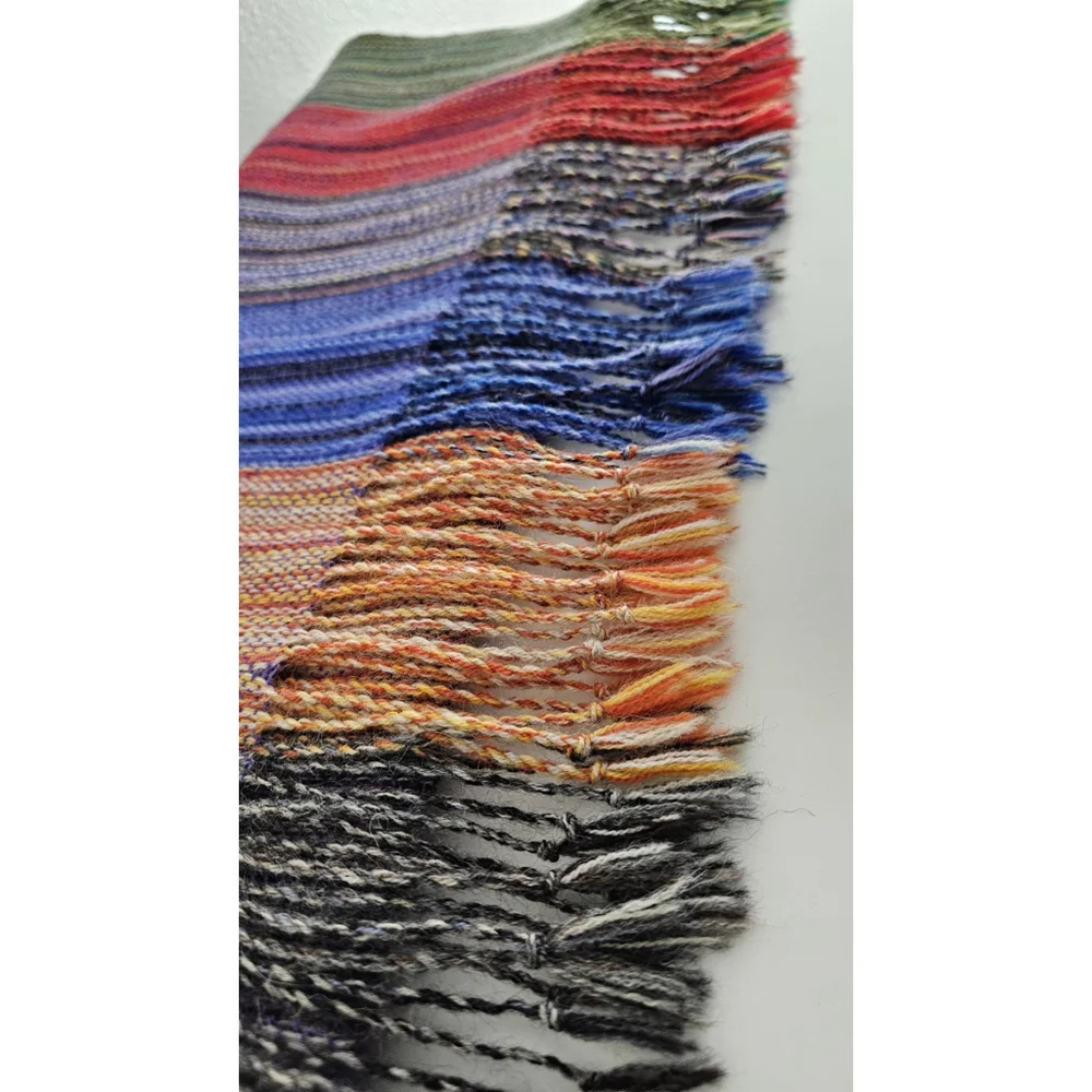 Tiahuanacu Brand 100% Alpaca Scarf Handmade in Bolivia Multicolor Tassels